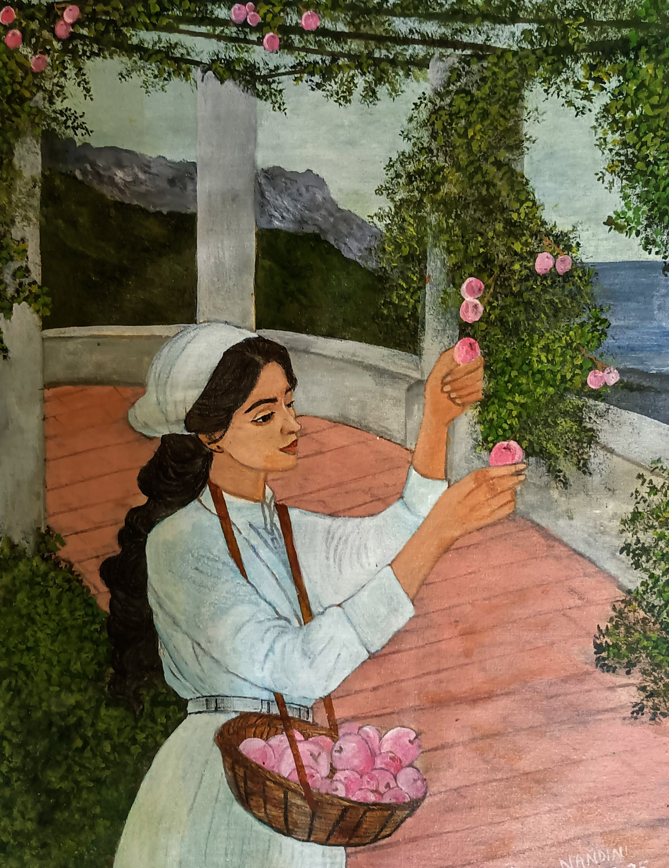 Woman plucking fruits 
